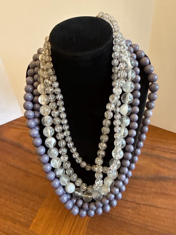 Charming Charlie Multi Strand Necklace, Gray Lave… - image 2