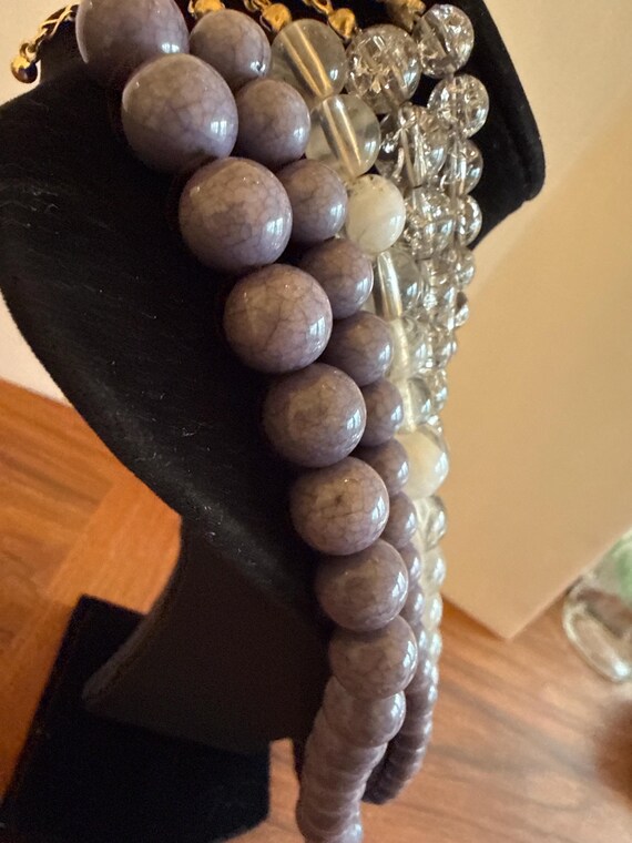 Charming Charlie Multi Strand Necklace, Gray Lave… - image 4
