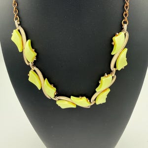 Vintage Thermoset Statement Necklace | Chartreuse Atomic Mid Century Modern Jewelry