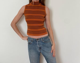 Vintage 90s Striped Turtleneck S/M