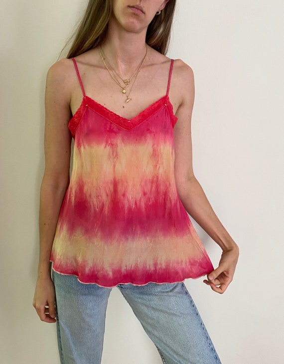 Vintage Hand Dyed 100% Silk Camisole M - image 3