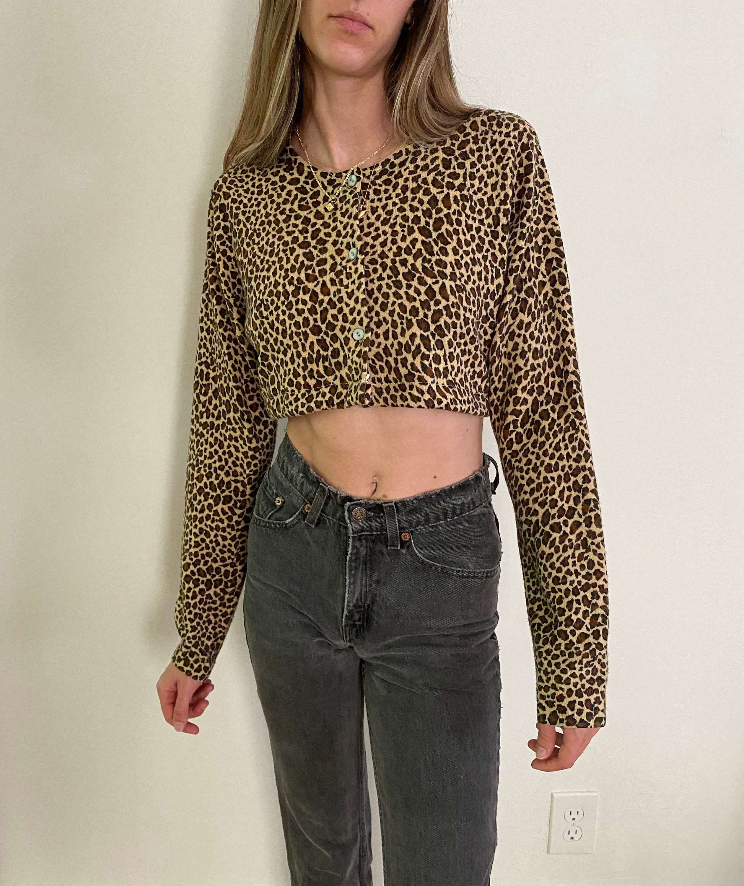 Leopard Crop Sweater - Etsy
