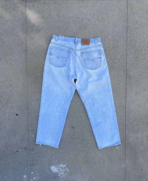 38" Vintage Levis 554 Made in the USA Light Wash … - image 1