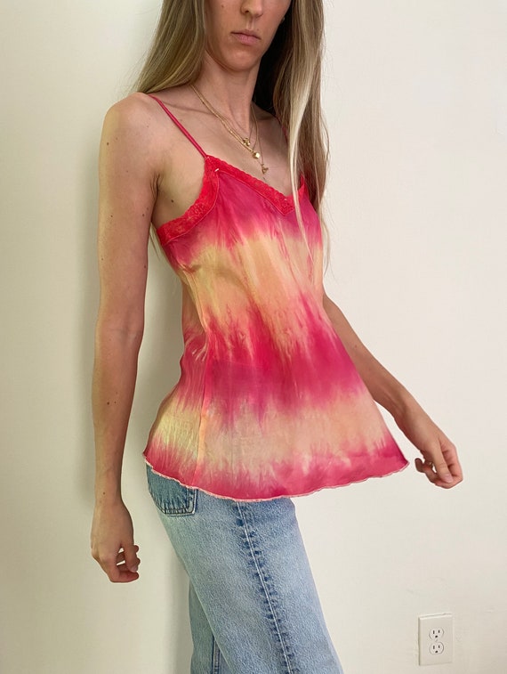 Vintage Hand Dyed 100% Silk Camisole M - image 4