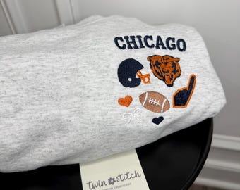 Chicago Football Embroidered Crewneck Sweatshirt | Bears Inspired Game Day Apparel