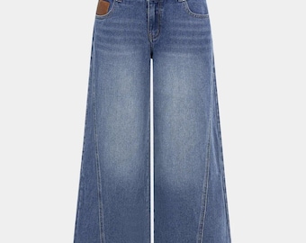 Pantalones vaqueros de talle alto y pierna ancha para mujer