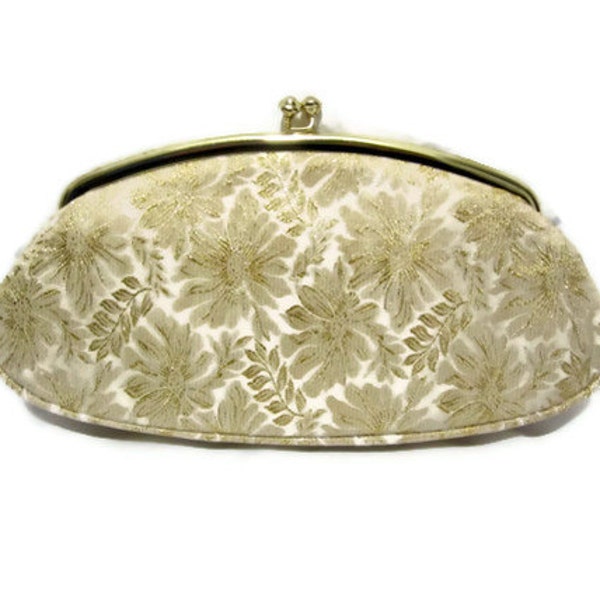 Sparkly Gold Floral AVON Evening Clutch by KADIN 1960's elegance