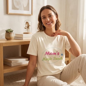 Mom's Magic Touch T-Shirt | Retro Script, gift for her, mothers day, magic mom, star mom