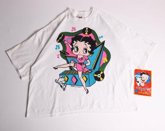 Vintage 1993 Betty Boop Intimates Shirt White Graphic Tee NWT Brand New 90s L