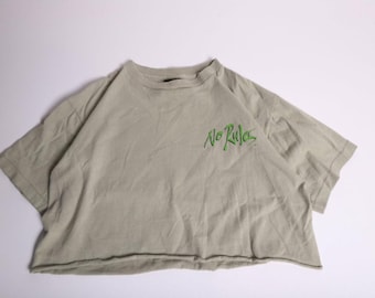 Vintage 90s Made in USA No Rules So What cut chopped top Shirt size XL