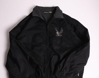 Modern Embroidered Screaming Eagle Flag USA Collared Spring Jacket size L