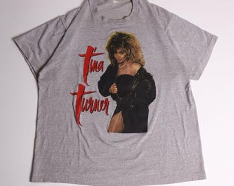 Vintage 80s Tina Turner Break Every Rule World Tour 87 T-Shirt Gray Large 1987