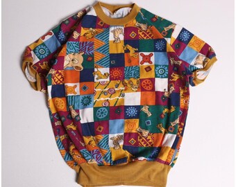 Vintage Disney Lion King Simba All Over Print Kids Short Sleeve Sweatshirt 90s