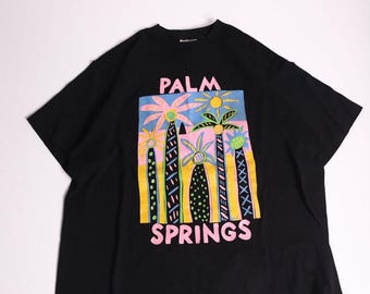 Vintage Made in USA Artist Ken Done Palm Springs Tourist Print Shirt size XL