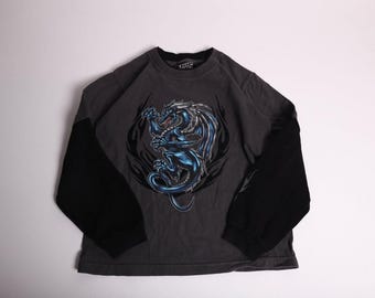 Vintage Y2K 2004 Top Heavy Blue Dragon Flex Shirt size YS