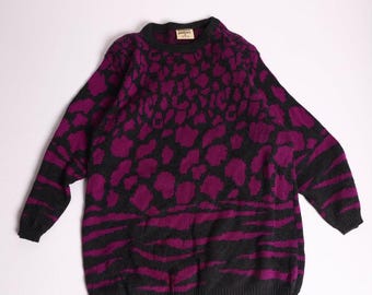 Vintage Made in USA Cotton Textured Pattern Crewneck Knit Sweatshirt size M