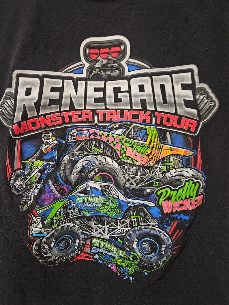 Vintage Monster Jam Renegade Monster Truck Tour Shirt size M image 2