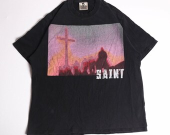 Vintage Winterland Saint Michael Cho Cross Blood Moon Graphic T-Shirt Black XL
