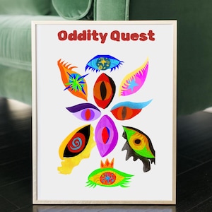 Stampa artistica Oddity Quest Eye, poster surreale con occhi astratti, decorazione murale minimalista