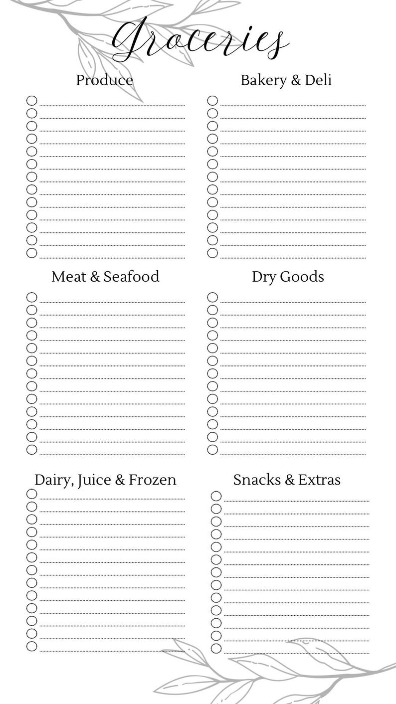 Fill-in Grocery List - Etsy