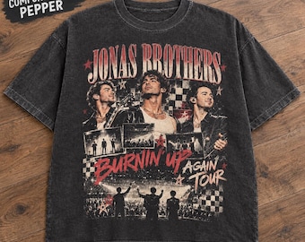 Comfort Colors Jonas Brothers 2026 Tour Shirt, Burnin' Up Again Concert Tee, Vintage Inspired Retro Music Graphic, Fan Gift