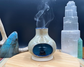 Mini chimenea de cerámica hecha a mano / Porta incienso y portavelas