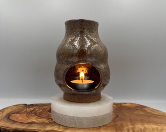 Mini chimenea de cerámica hecha a mano / Porta incienso y portavelas