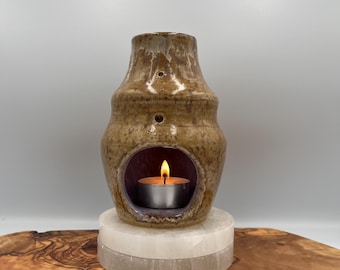 Mini chimenea de cerámica hecha a mano / Porta incienso y portavelas