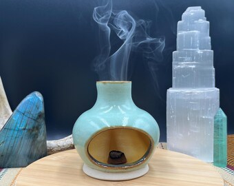 Mini chimenea de cerámica hecha a mano / Porta incienso y portavelas