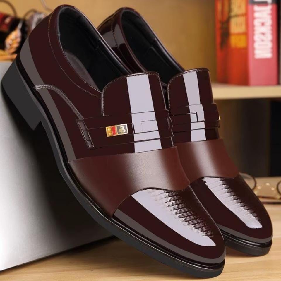 Men's Formal Leather Loafers - Slip-On Business Work Shoes