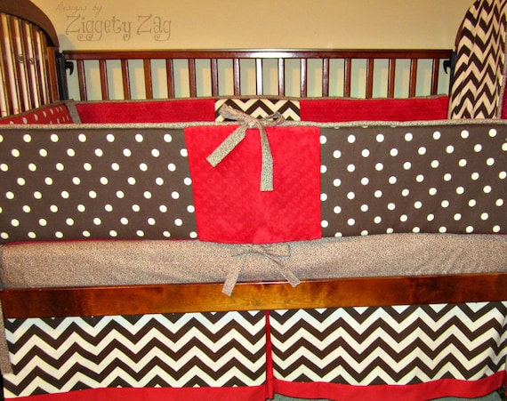 Baby Crib Bedding Sock Monkey Red Brown | Etsy