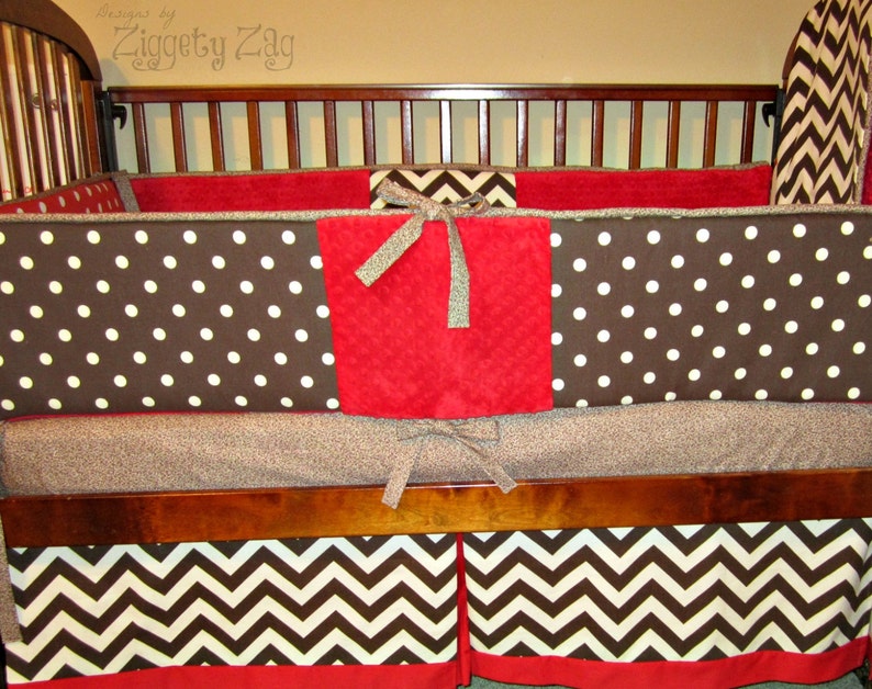 Baby Crib Bedding Sock Monkey Red Brown Etsy