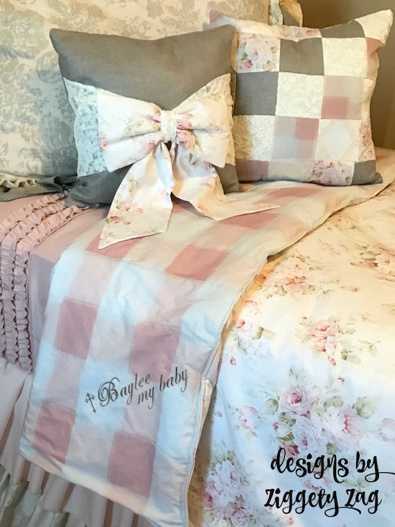 Twin Bedding Set Girls Ruffled Duvet Pillow Skirt Pink Floral