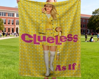 Clueless Inspired Blanket | 90s Preppy Yellow Plaid Throw Blanket for Movie Fans