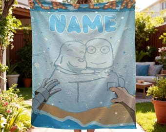 Custom Robot Dreams Blanket, Personalized Name Flannel Throw for Kids, Soft Anti-Pill Fleece Blanket, Cute Dog and Robot Gift