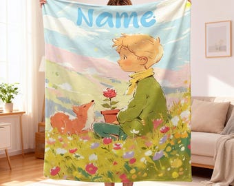 Personalized Little Prince Inspired Blanket | Custom Name Magical Starry Journey Throw