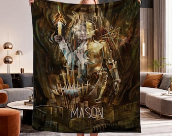 Vintage Metropolis Movie Poster Blanket, Custom Expressionist Robot Maria Throw, Retro Sci-Fi Art Decor, Unique Cinema Gift for Him