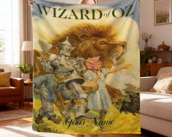 Personalized The Wizard of Oz Fairy Tale Storybook Blanket, Custom Name Throw