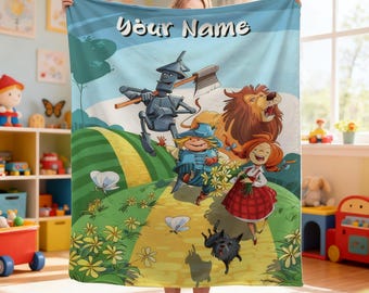 Personalized The Wizard of Oz Blanket, Custom Name Throw Fairy Tale Kids Birthday Gift