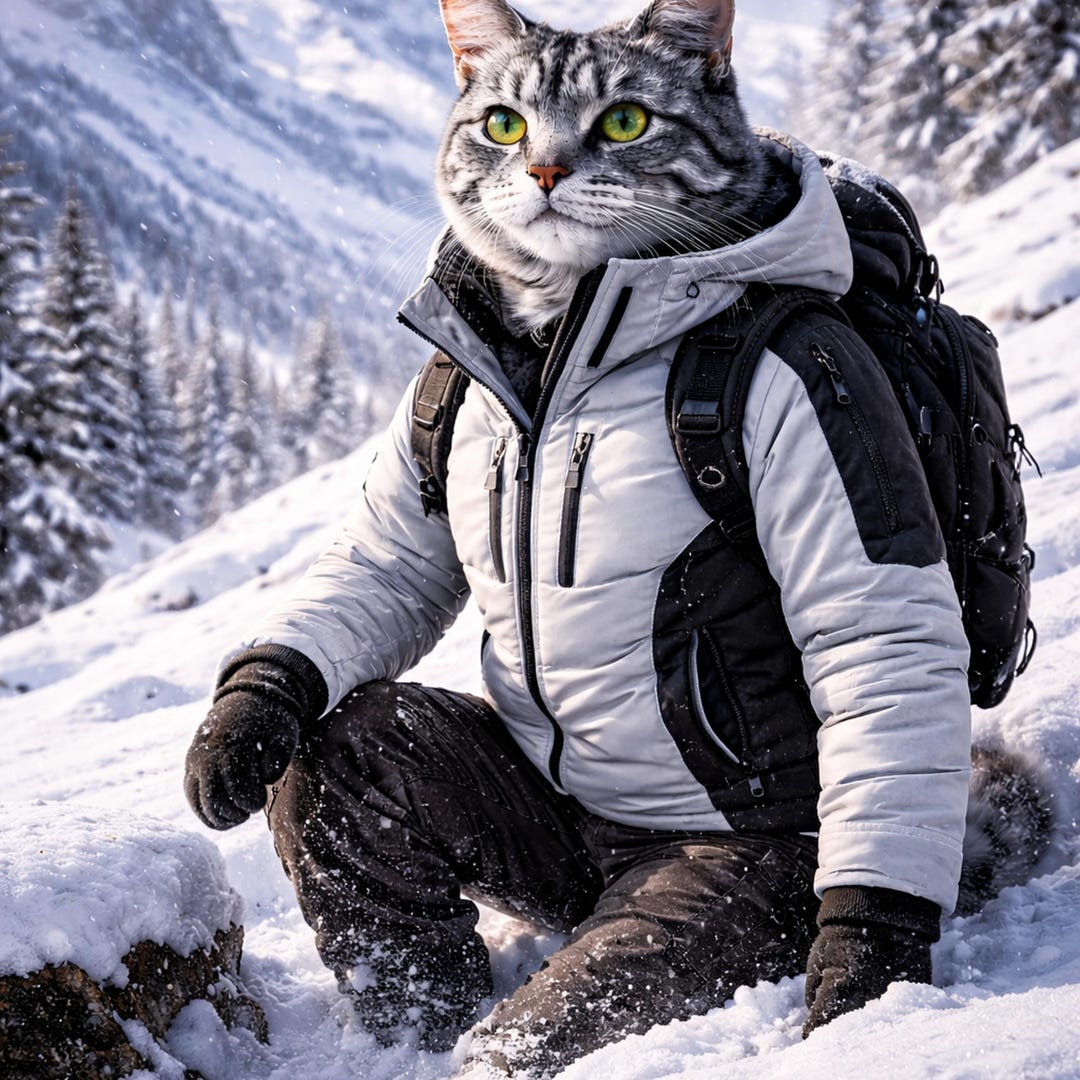Alpine Cat Rapper Alpine Cat Printable Wall Art A2 Poster | Modern Animal Decor | Winter ...