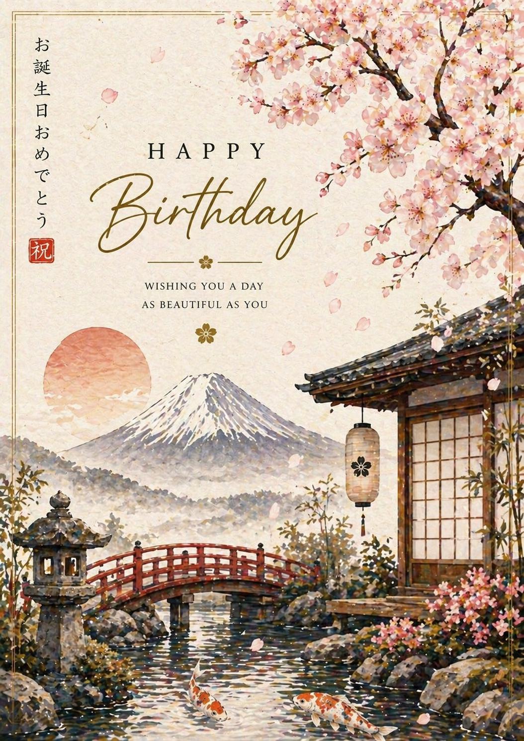 Japan birthday card - Etsy 日本