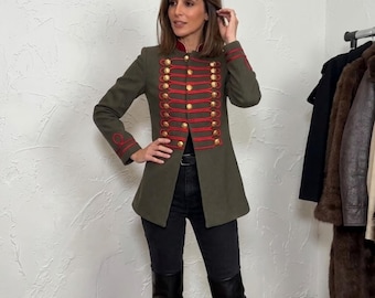 Napoleon Style coat Women Rope Knot Buttons Military Royal Vintage Fashion Blazer