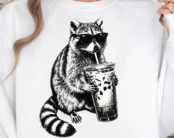 Chaotic Raccoon PNG Bundle | Funny Iced Coffee Meme Clipart (Digital Download)