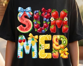 Summer Fruit Png, Coastal Vibes, Preppy Beach Shirt Design (Digital Download)