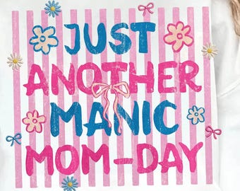 Retro Pink Stripe Mom Life PNG, Funny Motherhood Humor (Digital Download)