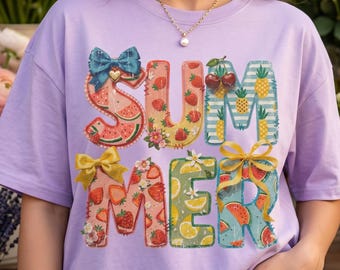 Summer Fruit Png, Coastal Vibes, Coquette Bow, Preppy Beach Shirt Design (Digital Download)