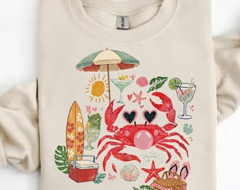 Crab Beach Party PNG Bundle | Distressed Nautical Summer Sublimation Pack (Digital Download)