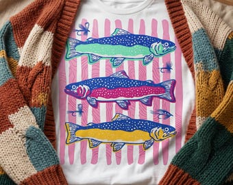 Striped Trout PNG Bundle, Preppy Fish Graphic, Summer Lake Shirt Design (Instant Download)