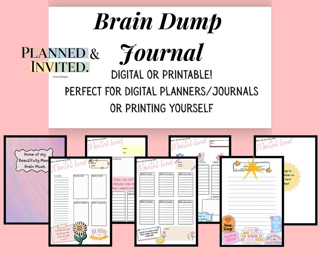 Colorful Brain Dump Planner | ADHD, Anxiety Relief Journal (digital ...