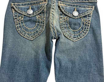 True Religion Joey Super T Low Rise Flare Bootcut Jeans Women’s 27 Y2K USA